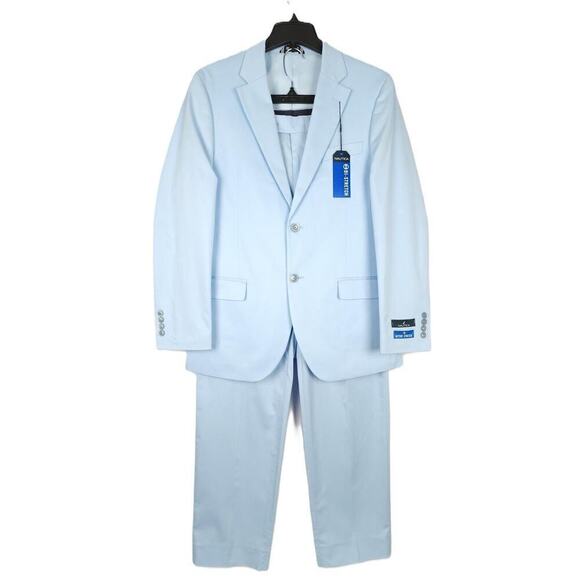 Nautica Men's Modern-Fit Stretch Cotton 2-Piece Suit Light Blue 40S 34x32 NWT - Picture 1 of 8